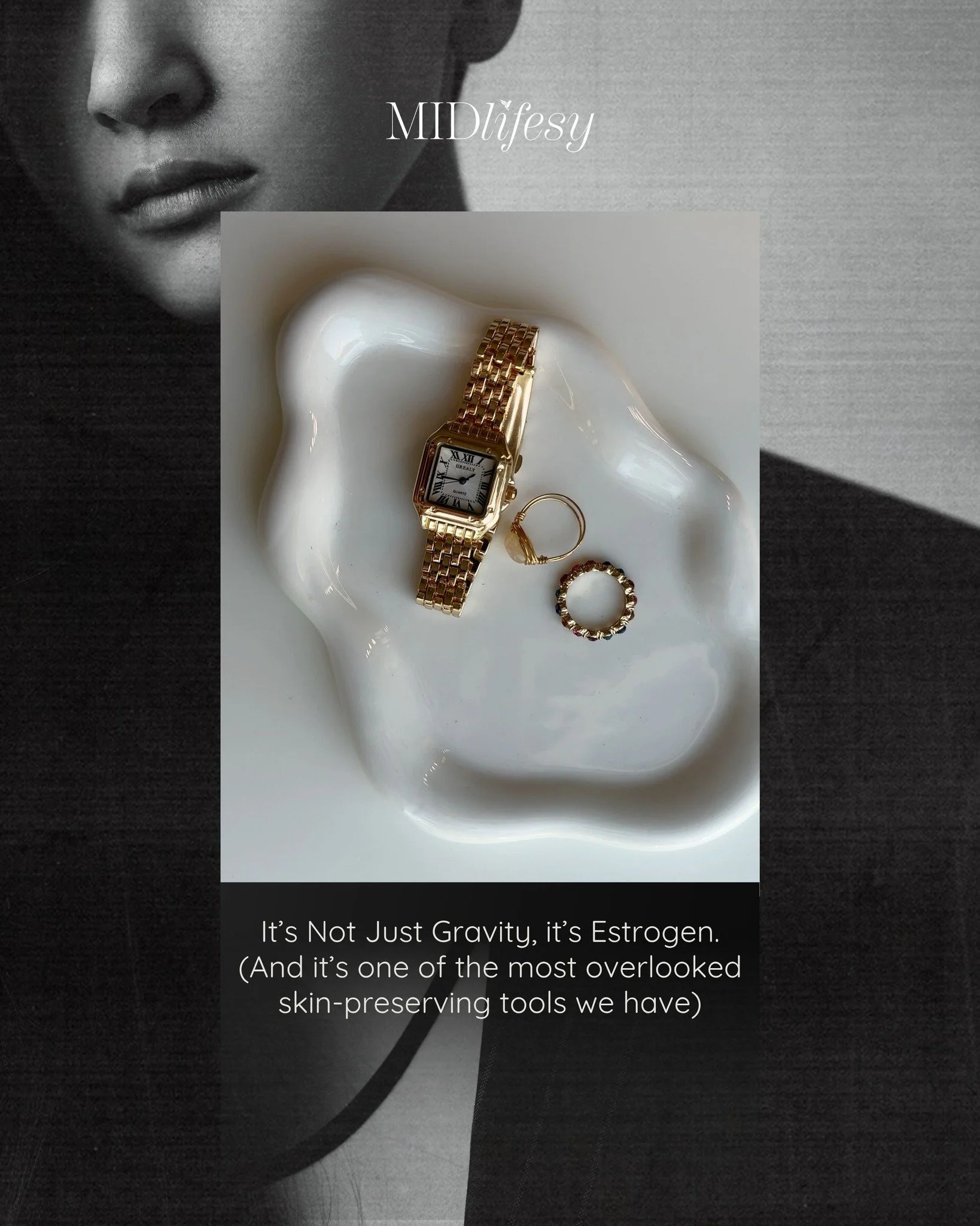 Your skin isn&rsquo;t just a surface issue.
It&rsquo;s hormonal.

The chaotic highs and lows of estrogen in perimenopause can impact your skin&rsquo;s ability to:

&bull; Hold hydration
&bull; Maintain collagen
&bull; Repair damage
&bull; Resist thin