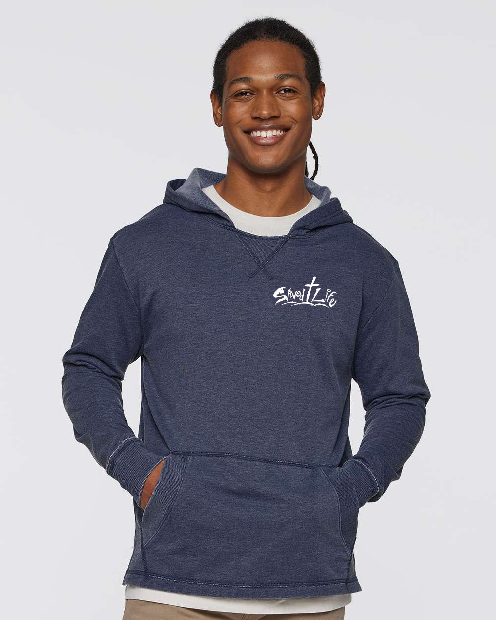 Unisex Vintage Washed Navy Fleece Hoodie