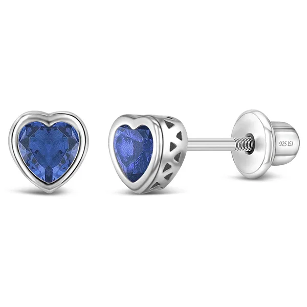 Birthstone Heart Stud Earrings