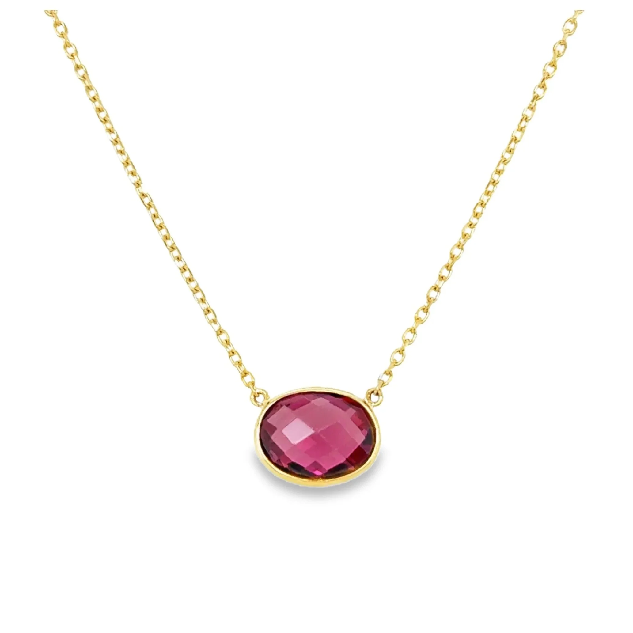 Bezel Set Rhodolite Garnet Necklace