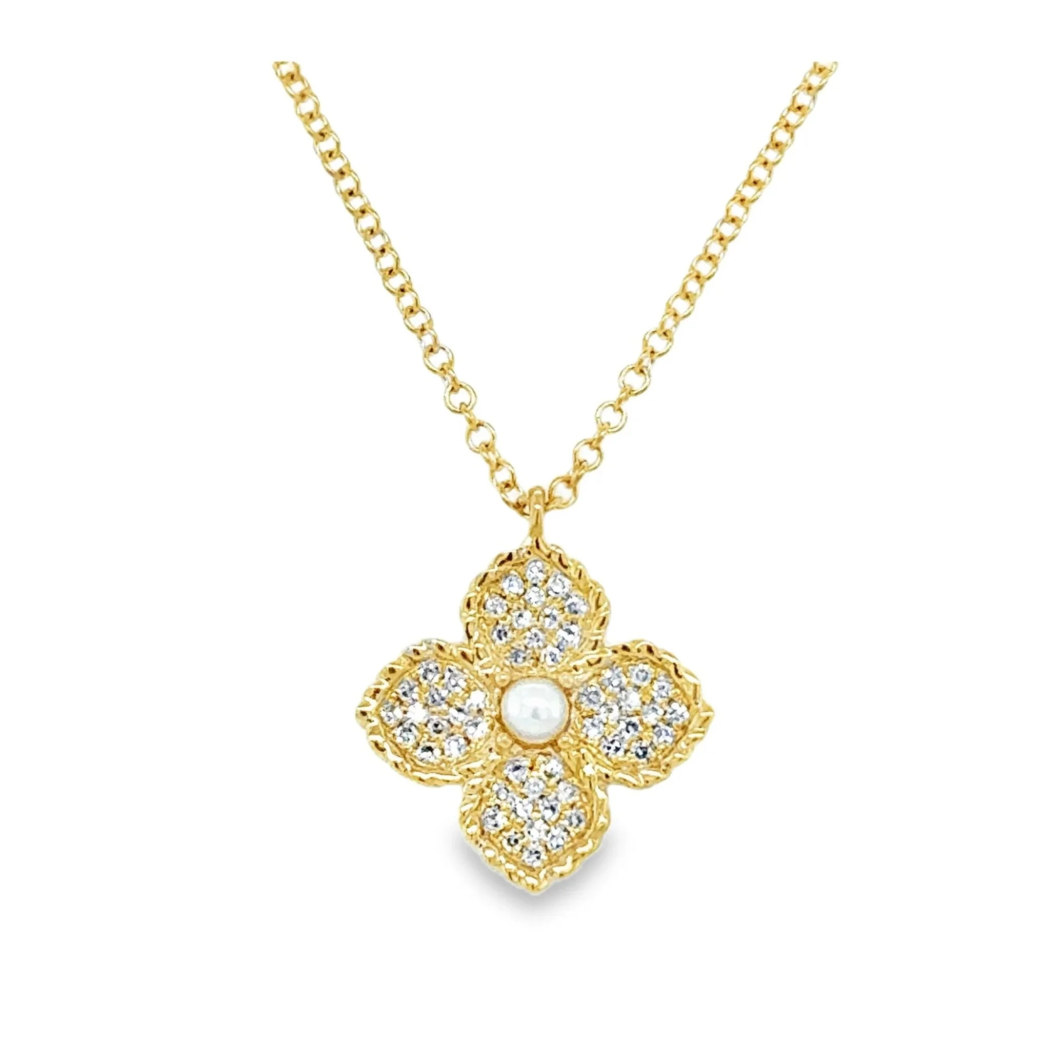 Pearl + Diamond Clover Pendant