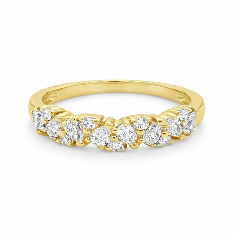 Pear + Round Shaped Cluster Half Diamond Band