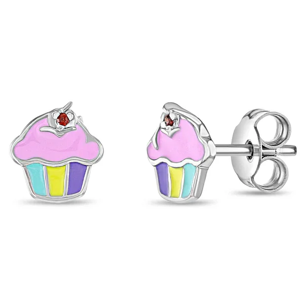 Colorful Cupcake Enamel Stud Earrings