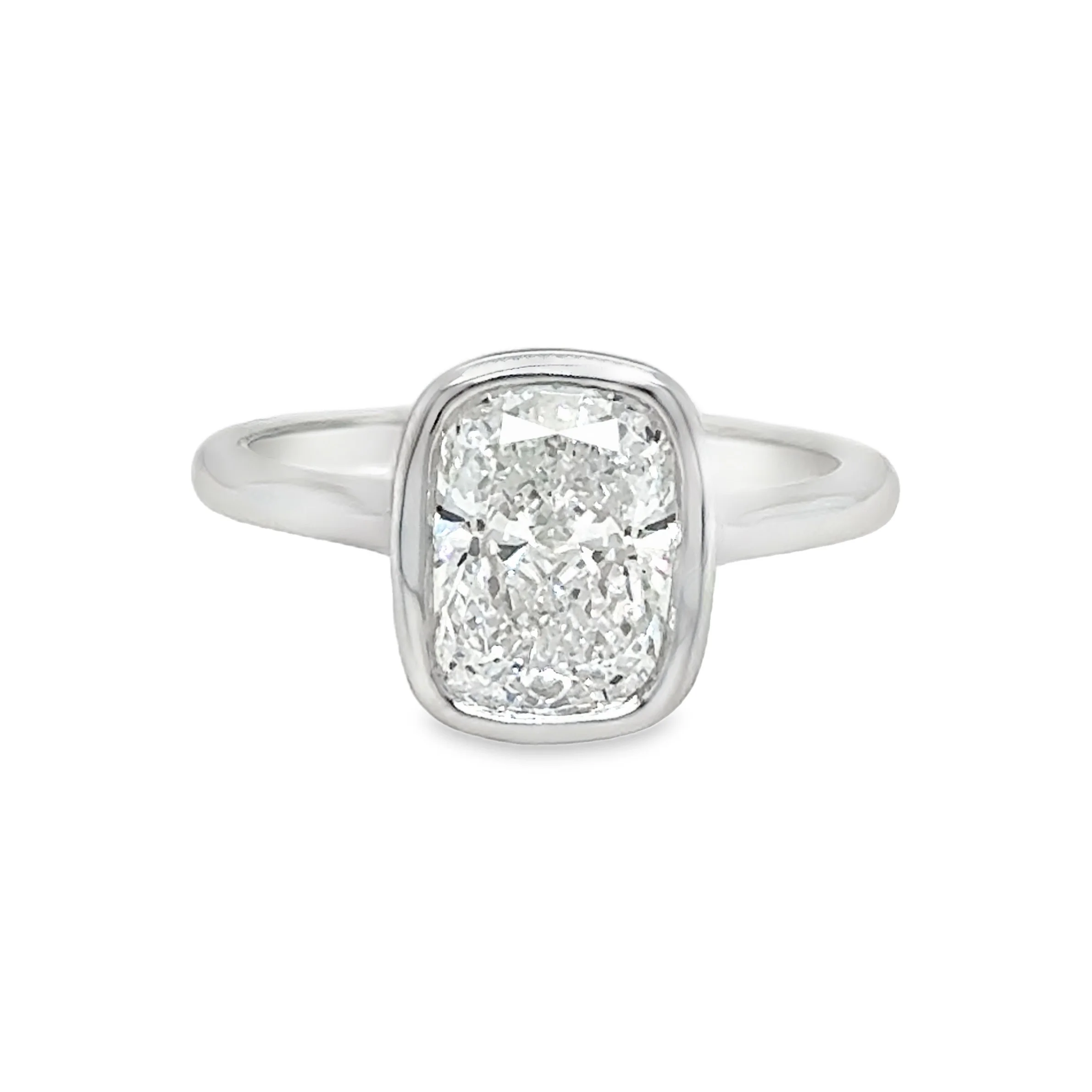 Lab Grown Cushion Bezel Engagement Ring