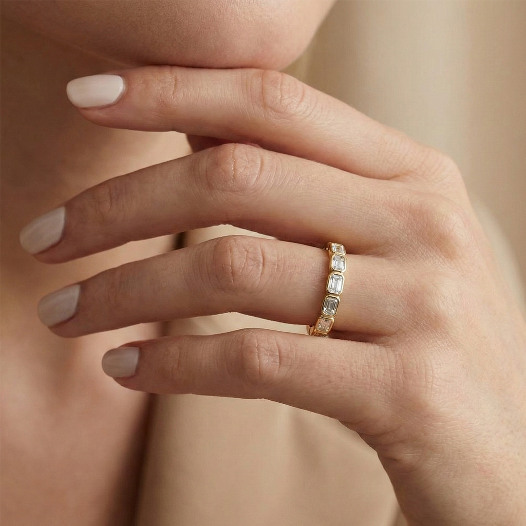 Emerald Cut Bezel Set Half Diamond Band 3.png