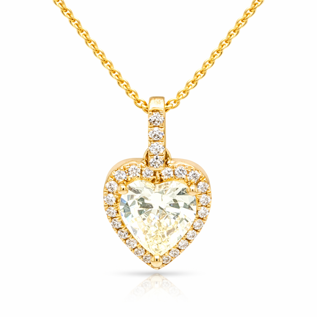 Diamond Heart Halo Necklace