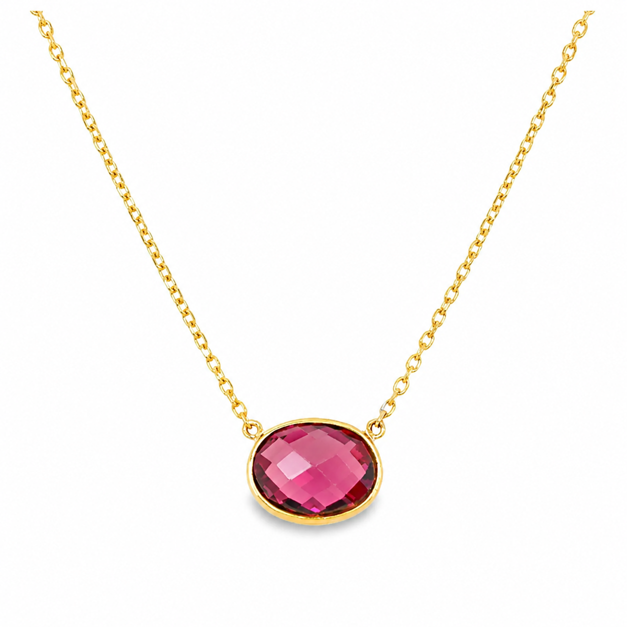 Bezel Set Rhodolite Garnet Necklace