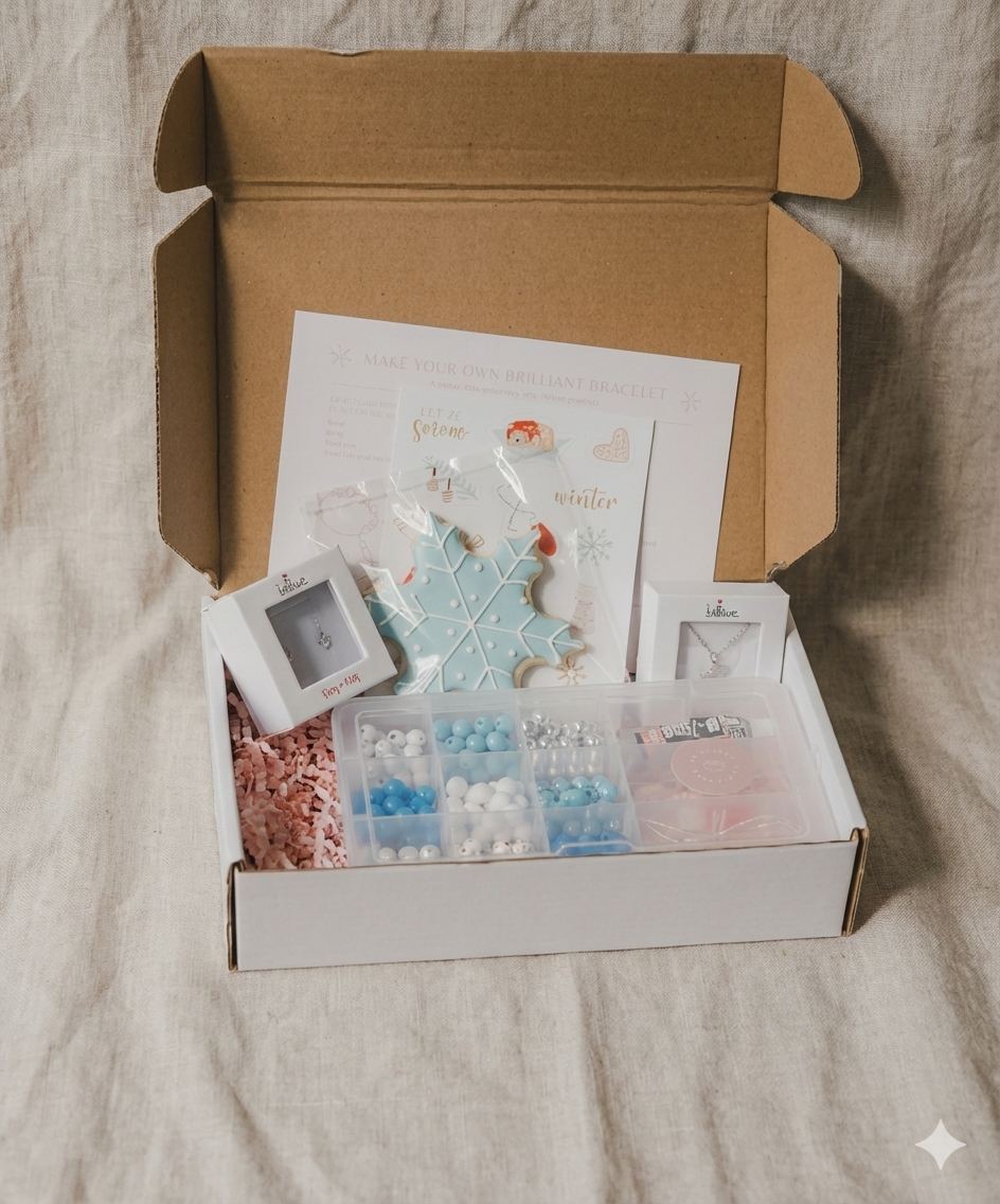 Brilliant Fine+Custom Moments Box - A Winter exclusive gift box with a wonderful assortment of kids jewelry keepsakes and a homemade snowflake cookie.
