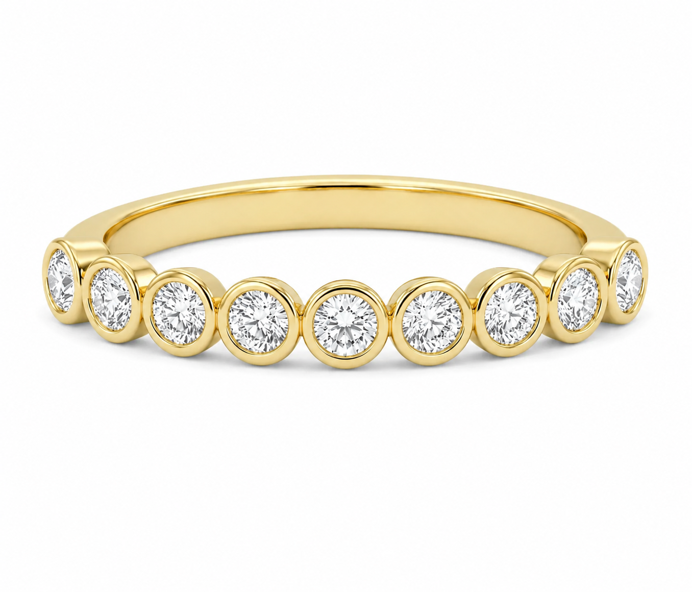 Lab Grown Bezel Set Round Stone Band