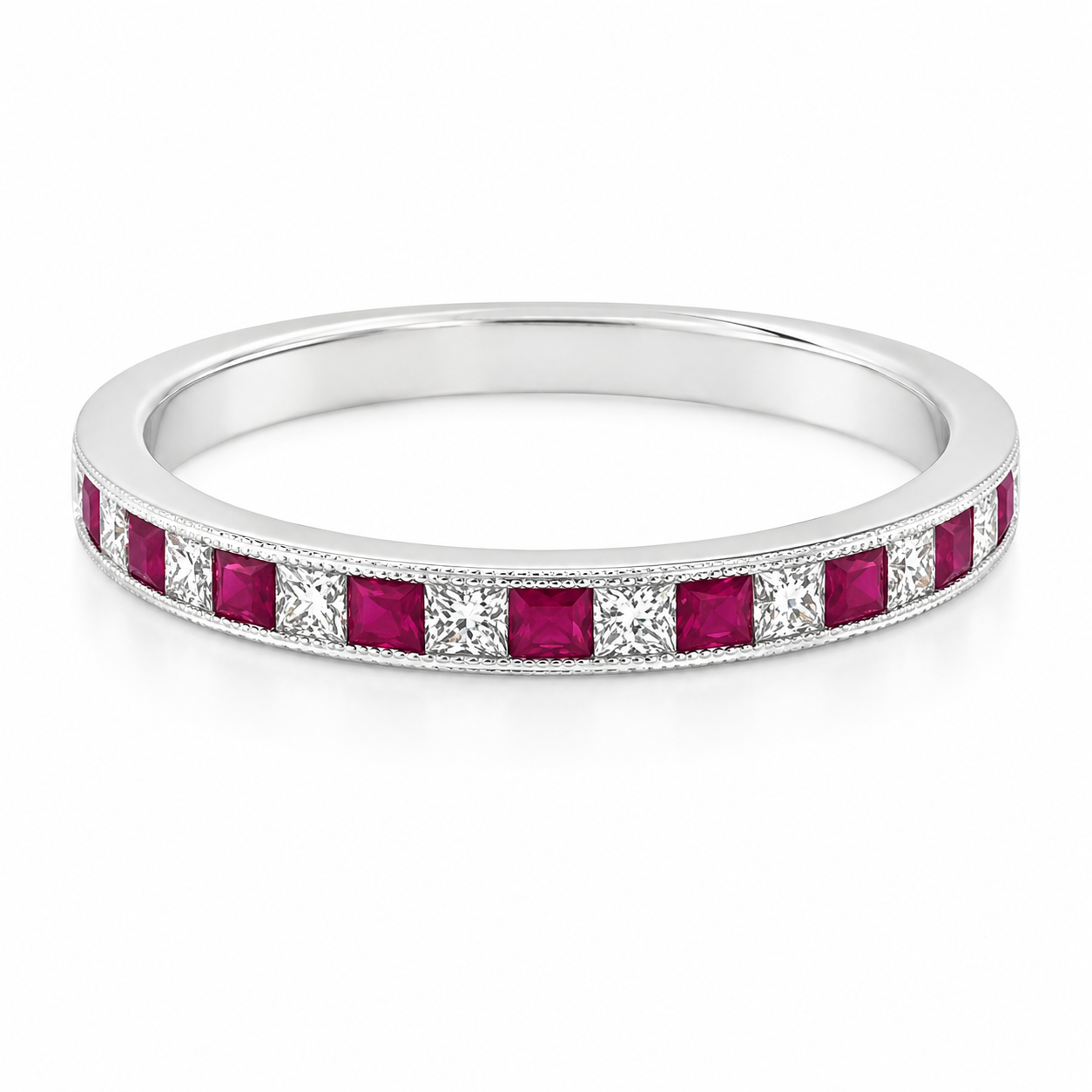 Channel Set Ruby + Diamond Half Band