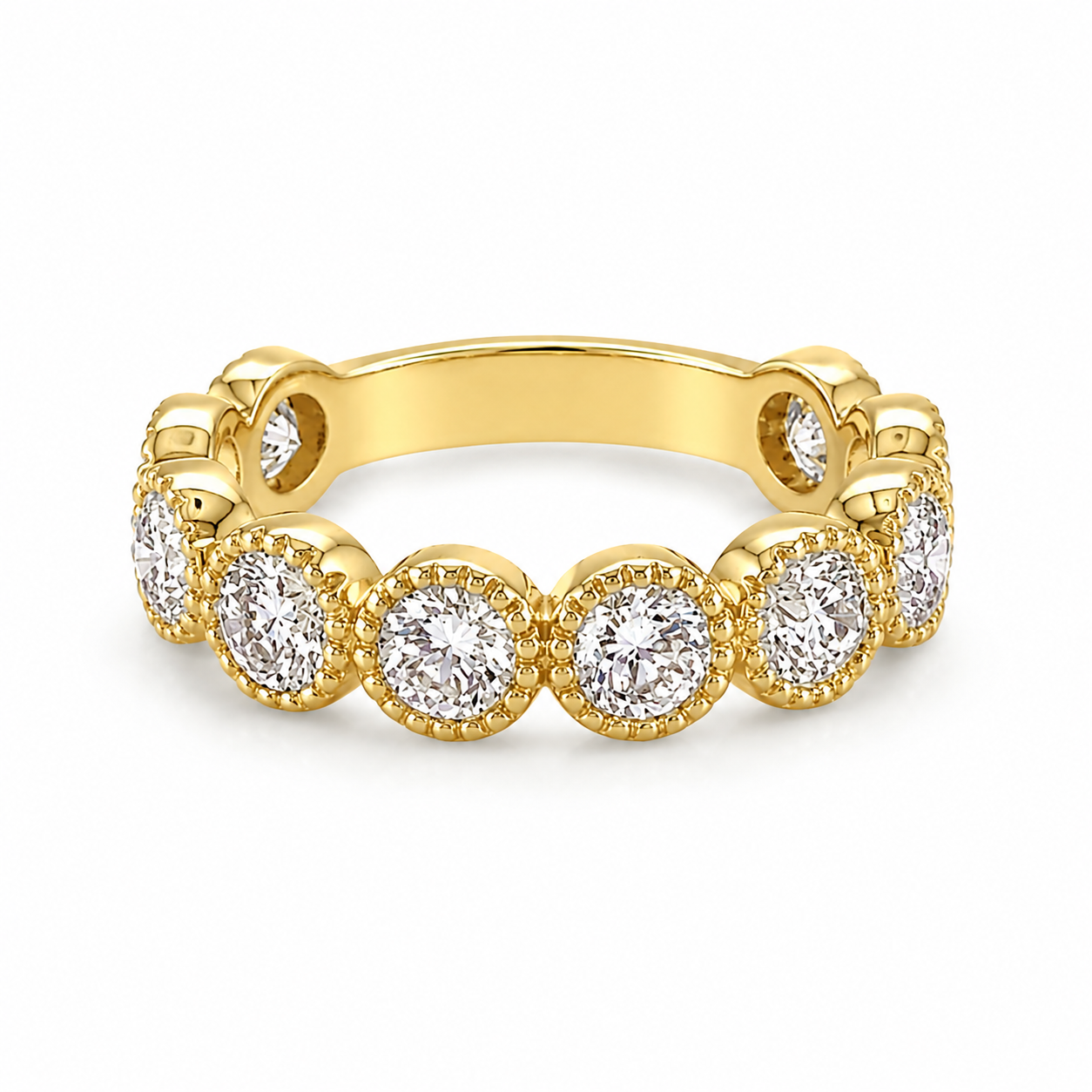 Lab Grown Bezel Set Ten Stone Band with Milgrain