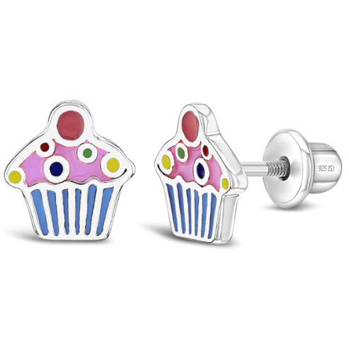 Cherry on Top Cupcake Enamel Stud Earrings