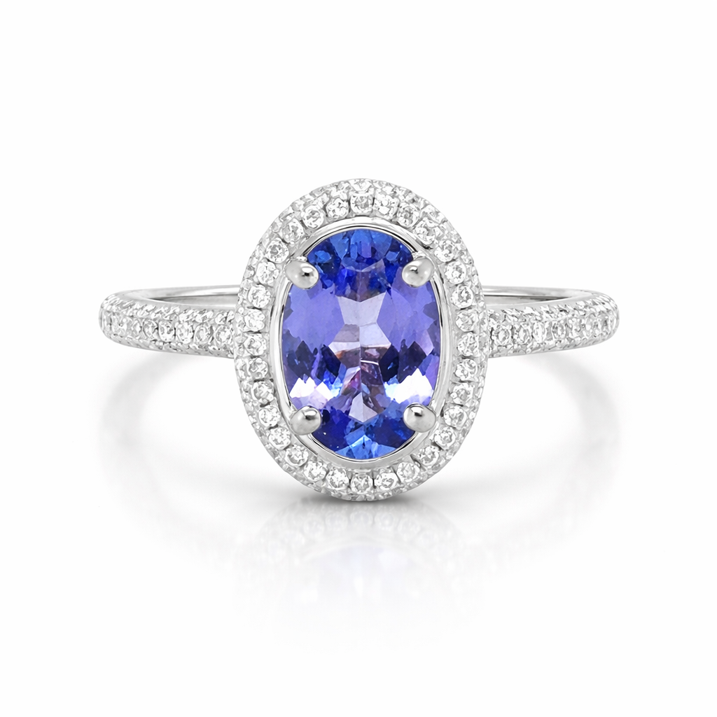 Tanzanite Halo Ring