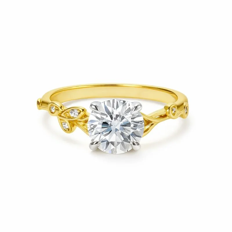 Organic Nature Inspired Solitaire Engagement Ring