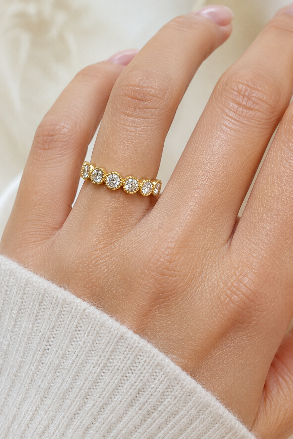 Lab Grown Bezel Set Ten Stone Band with Milgrain 3.png
