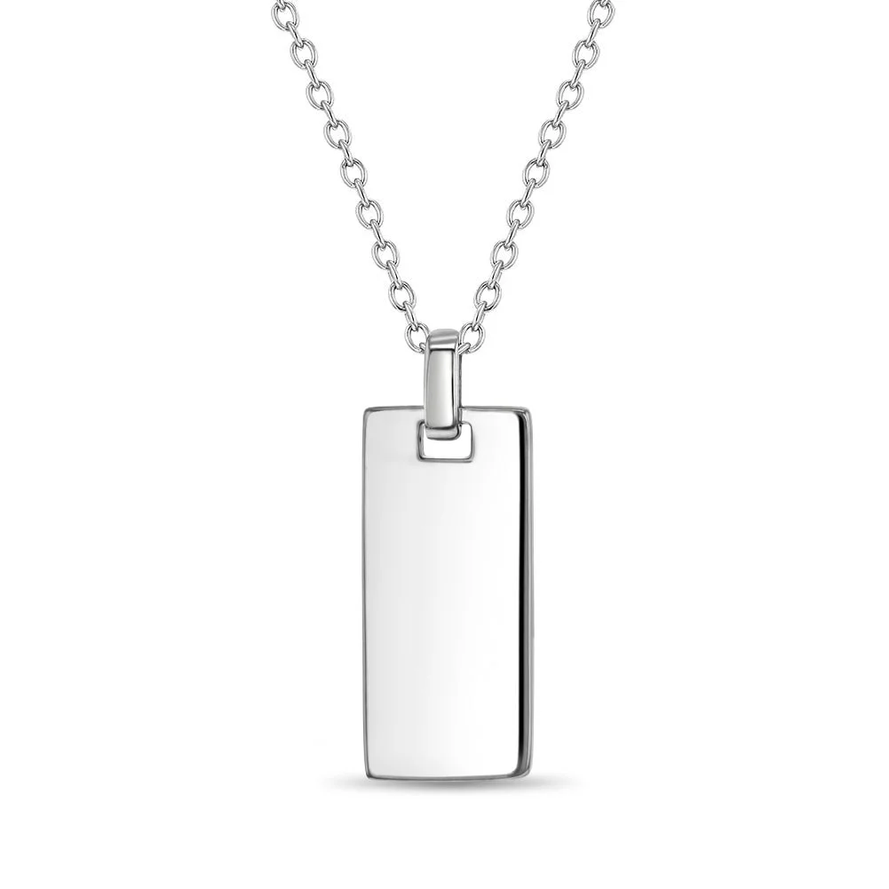 Engravable Rectangle Dog Tag Necklace