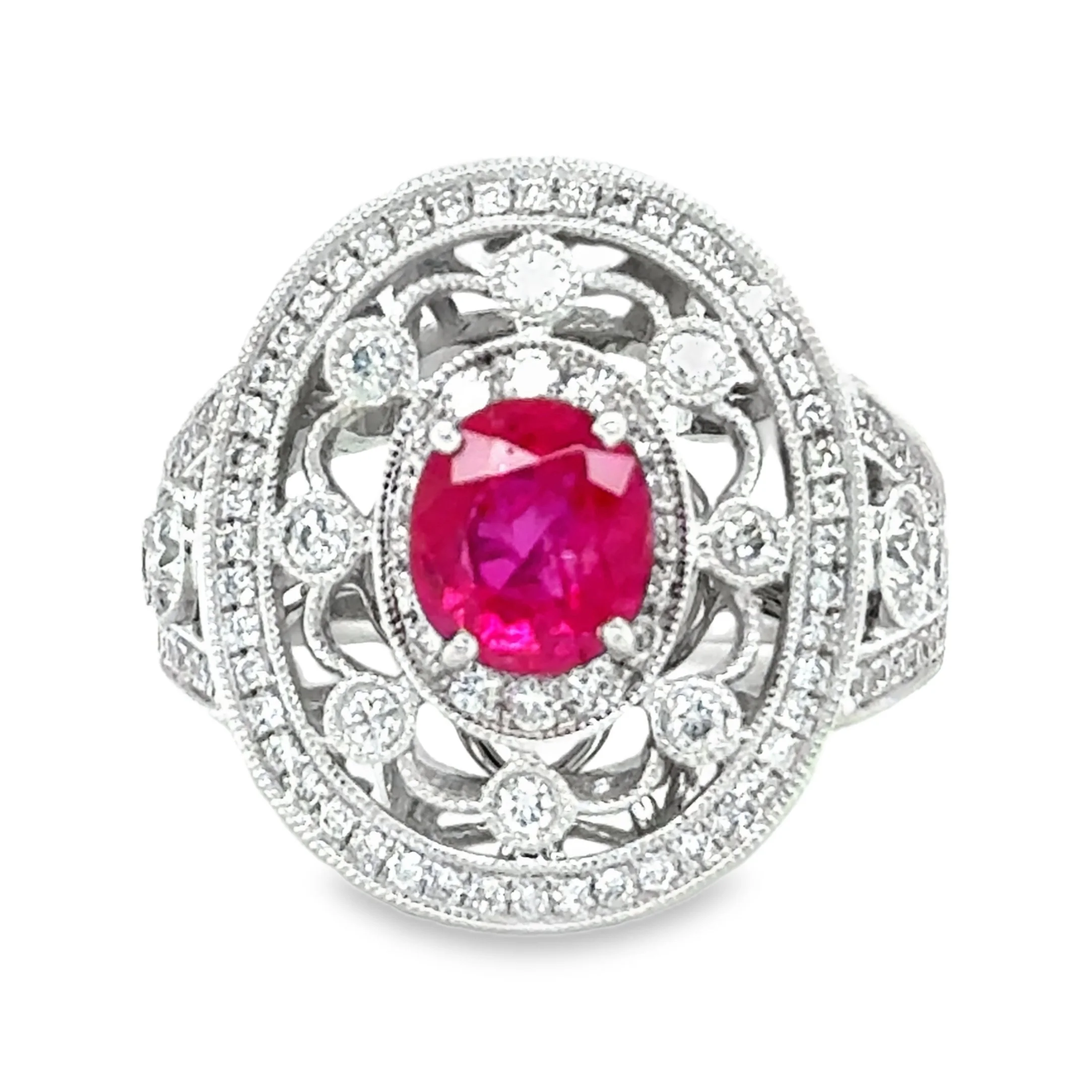 Ruby + Diamond Filigree Ring