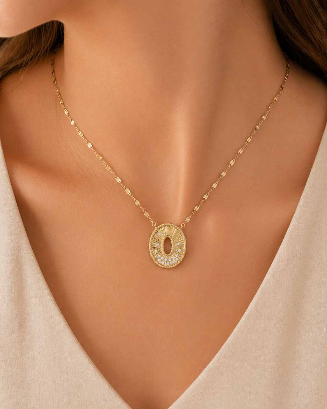 Fluted Oval Pendant with Scattered Diamonds 3.png