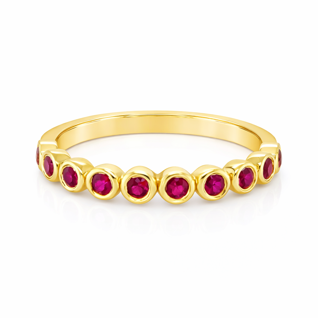 Bezel Set Ruby Half Band