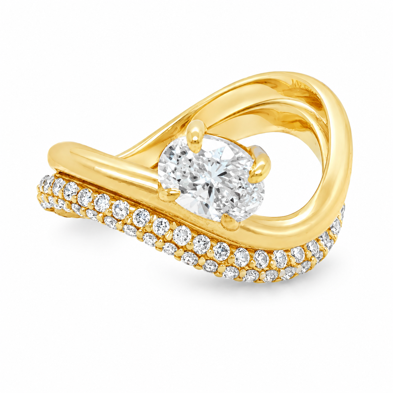 Sculptural Lab Grown Diamond Wedding Set