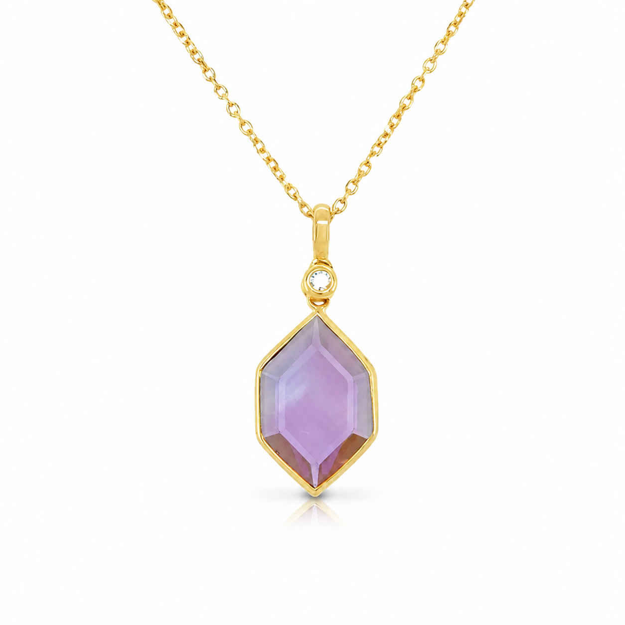 Bezel Set Hexagon Amethyst Pendant