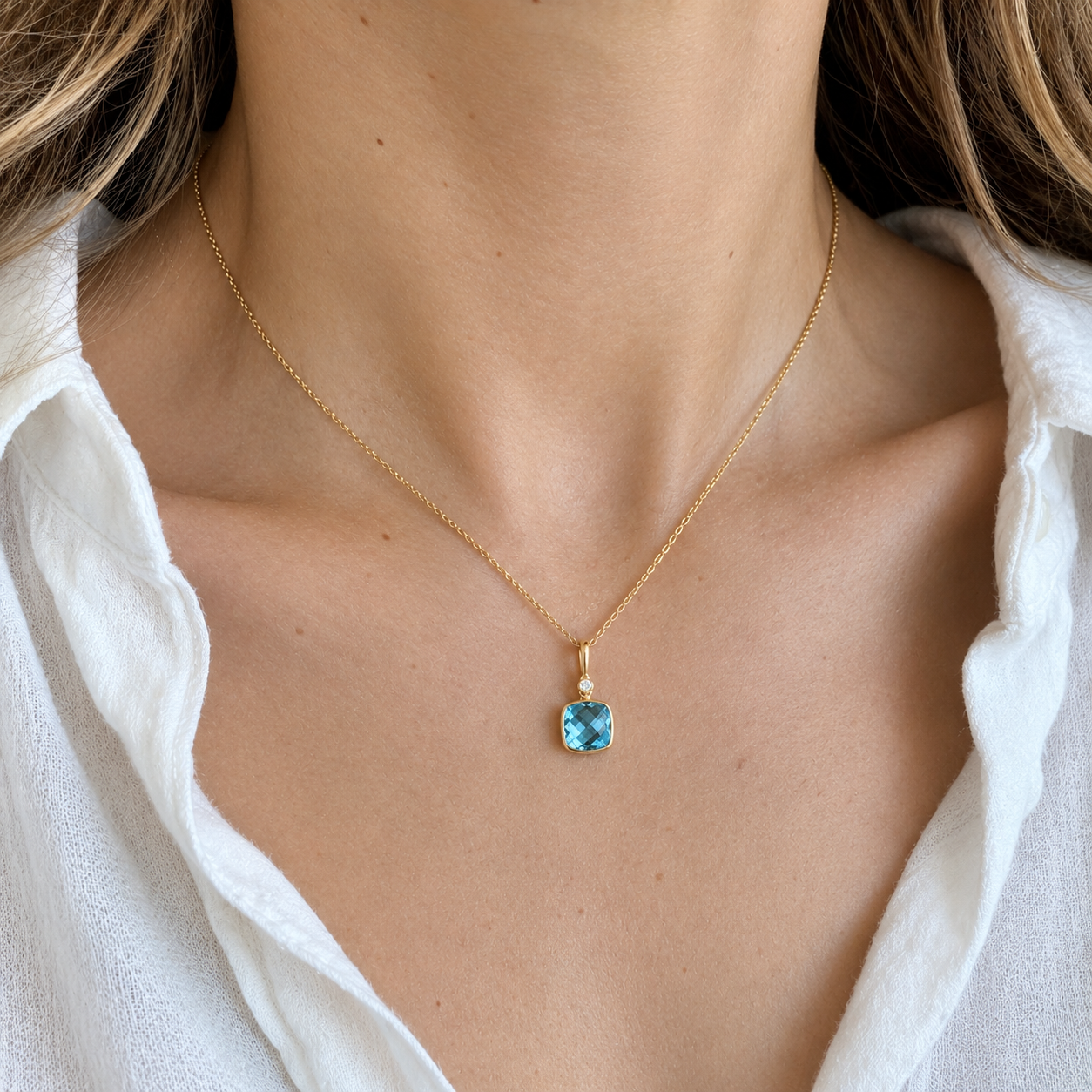 Bezel Set Checkerboard Blue Topaz Pendant 3.png
