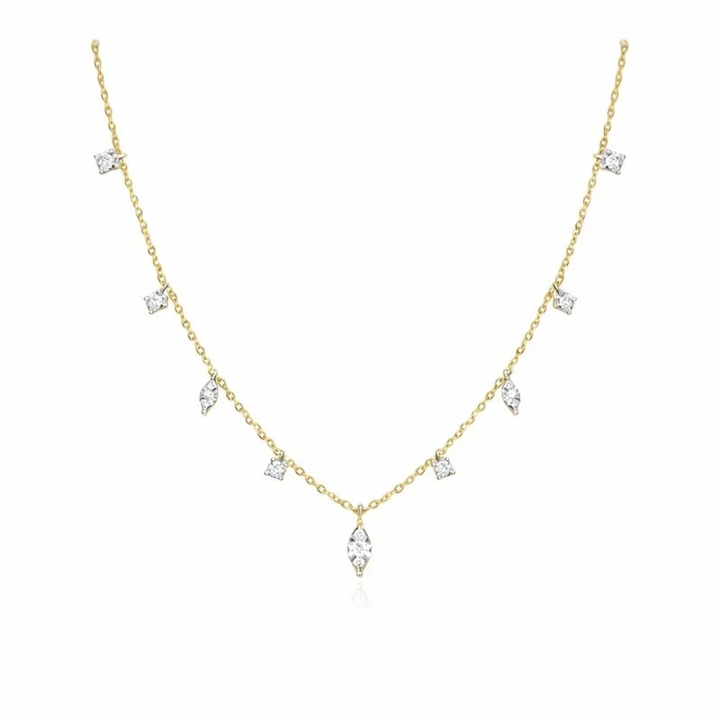 Two Tone Diamond Dangle Necklace