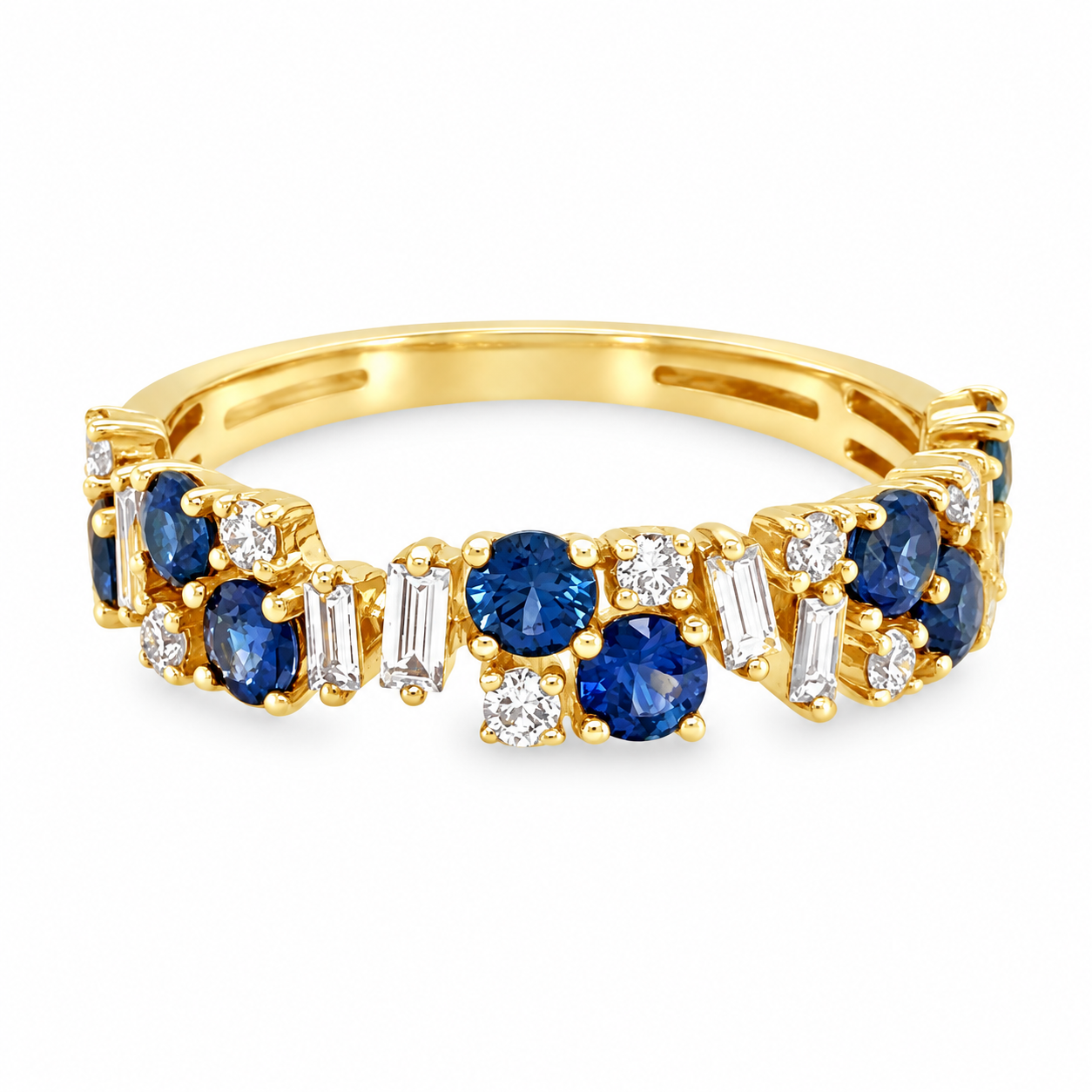 Sapphire + Diamond Cluster Band
