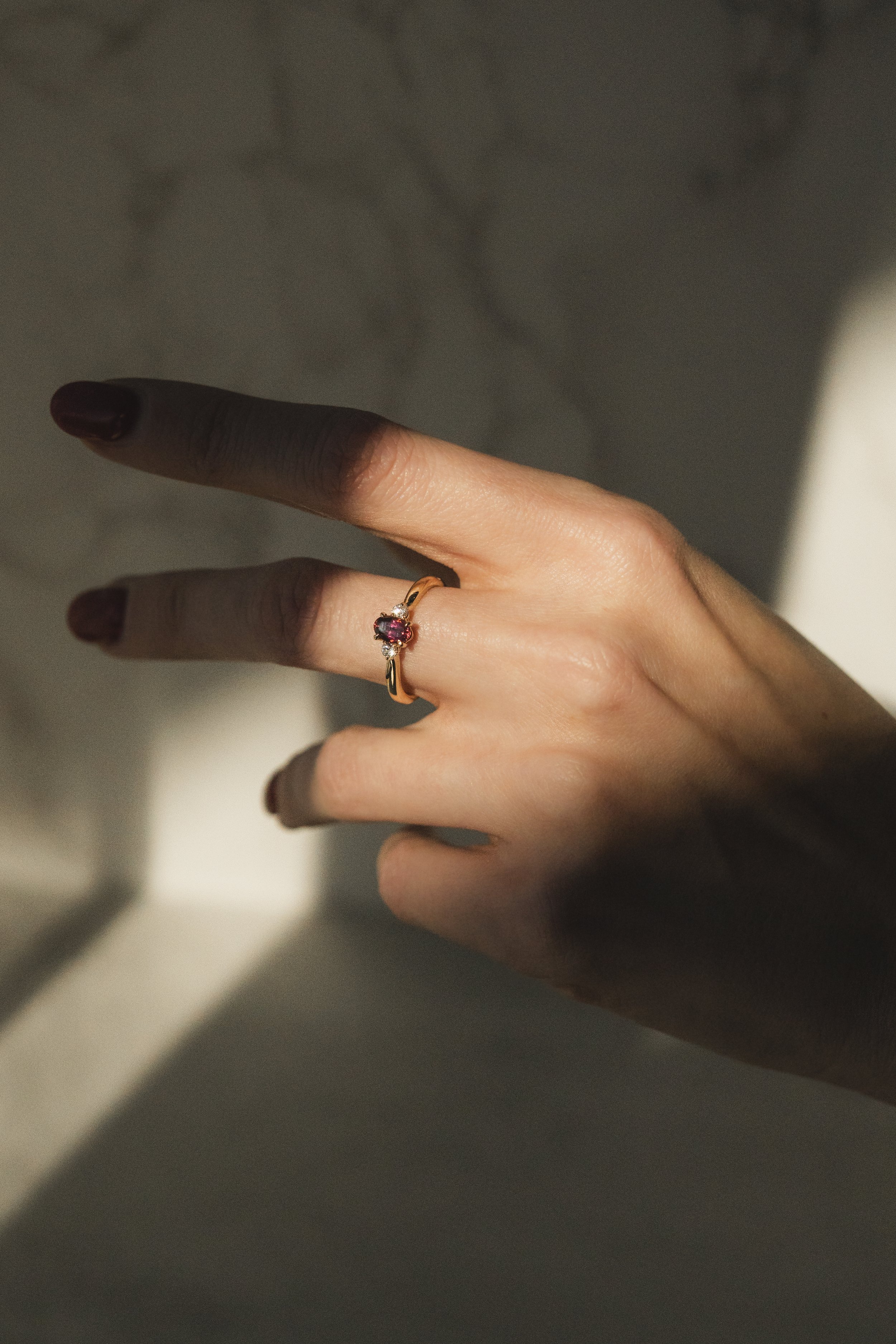 Pink Tourmaline + Diamond Three Stone Ring 8.jpg