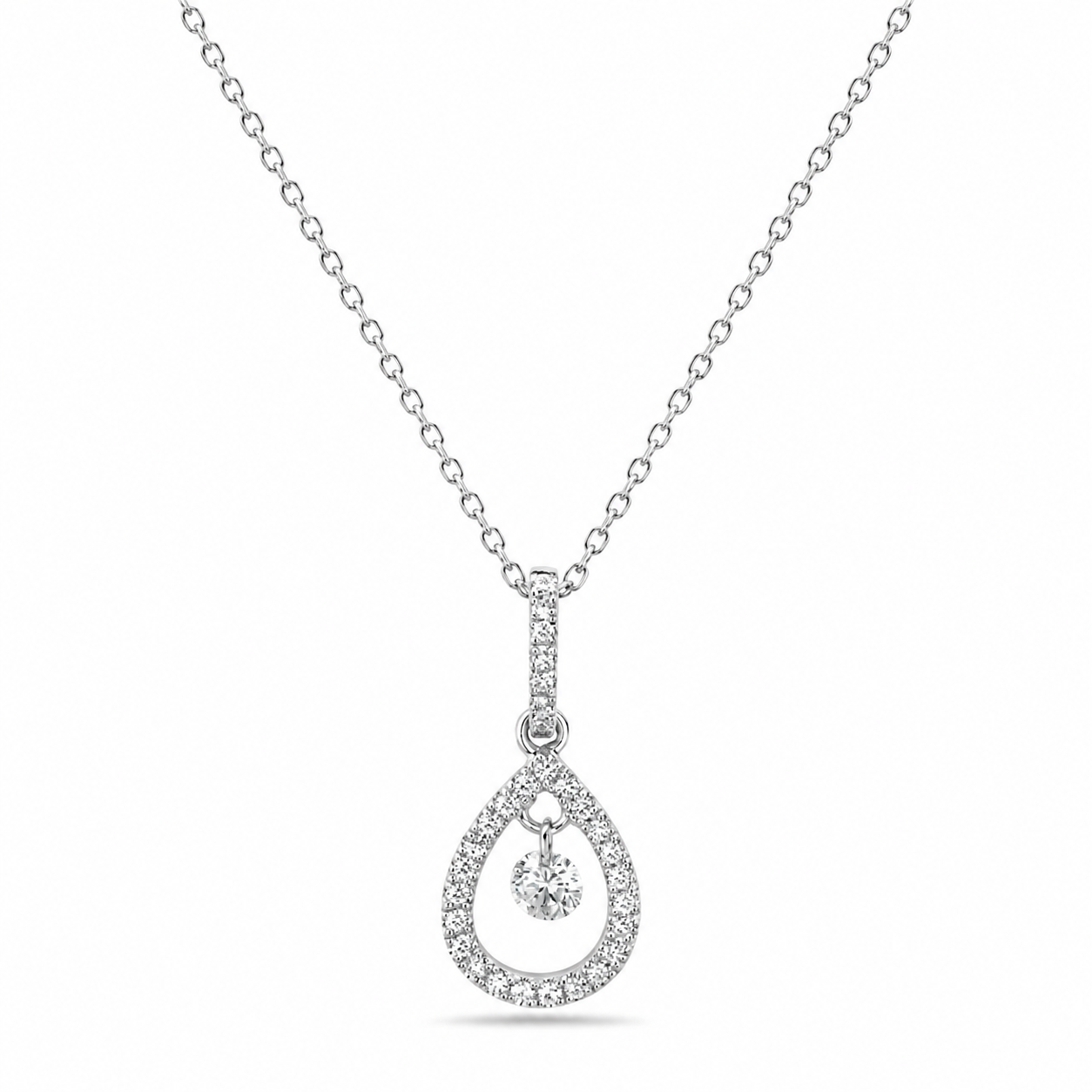 Pear Shaped Diamond Dangle Necklace