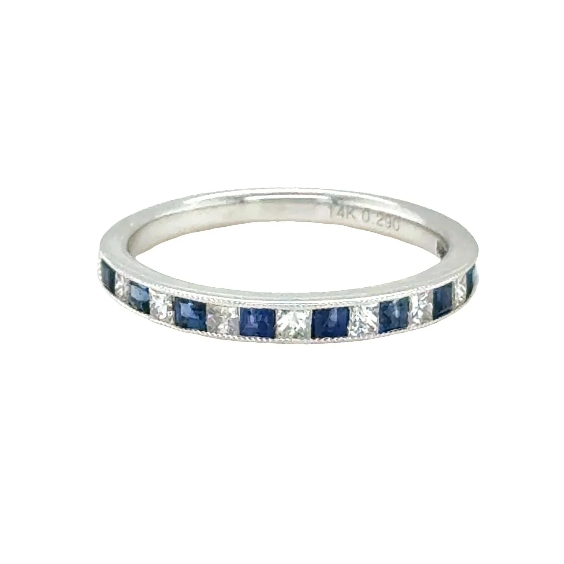 Channel Set Sapphire + Diamond Half Band