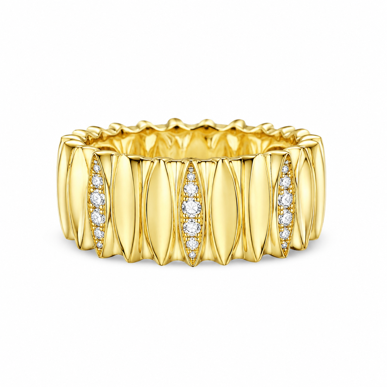Wide Cigar Band with Accent Diamonds