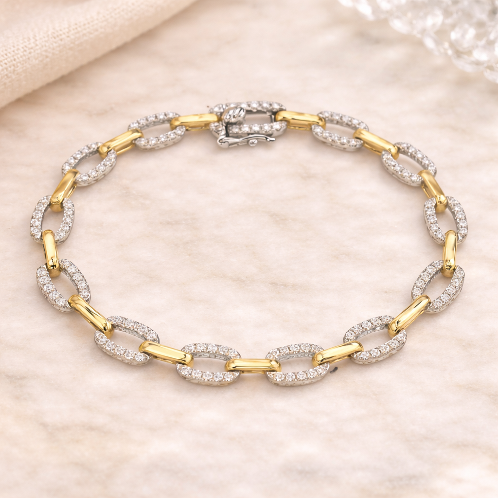 Two Tone Diamond Link Bracelet 3.png