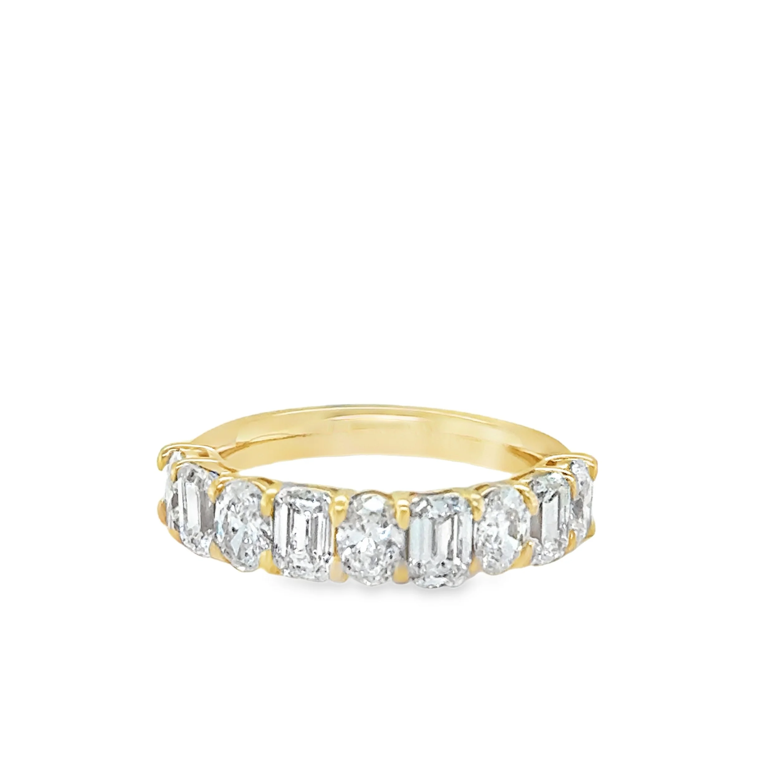 Lab Grown Prong Set Emerald Cut + Oval Half Band