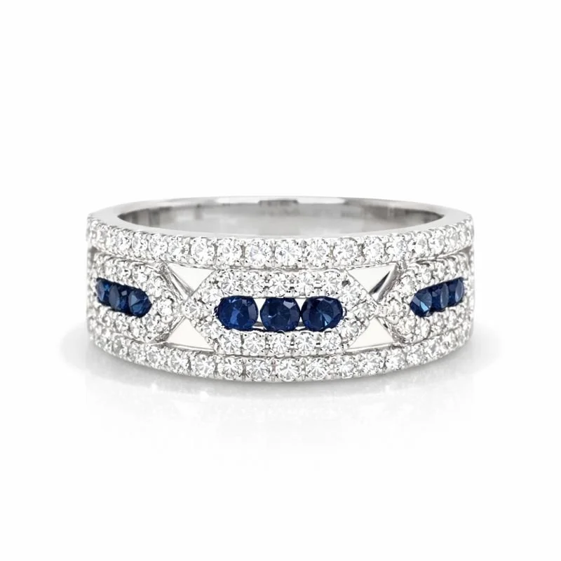 Wide Diamond + Sapphire Half Band