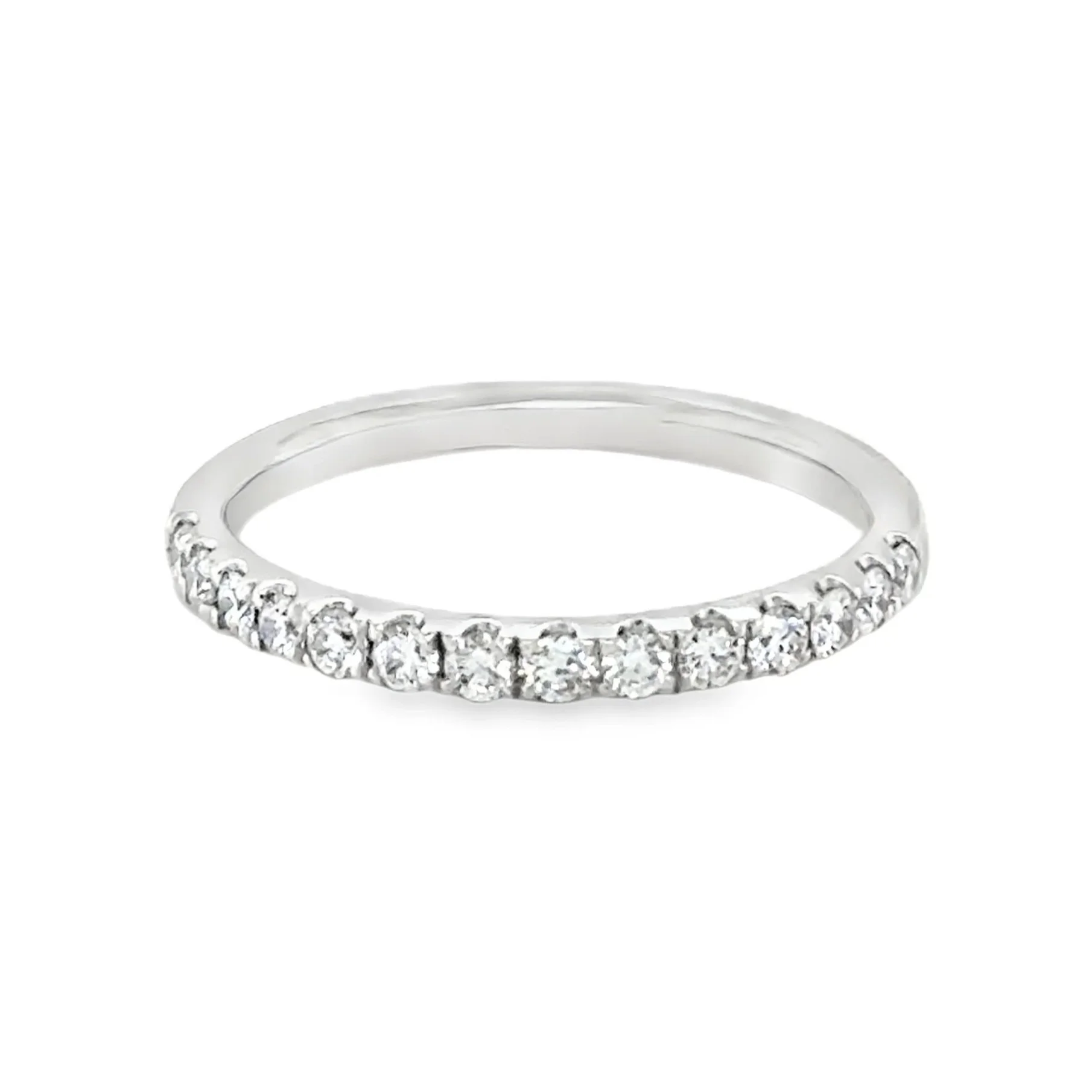 Double Shared Prong Half Diamond Band