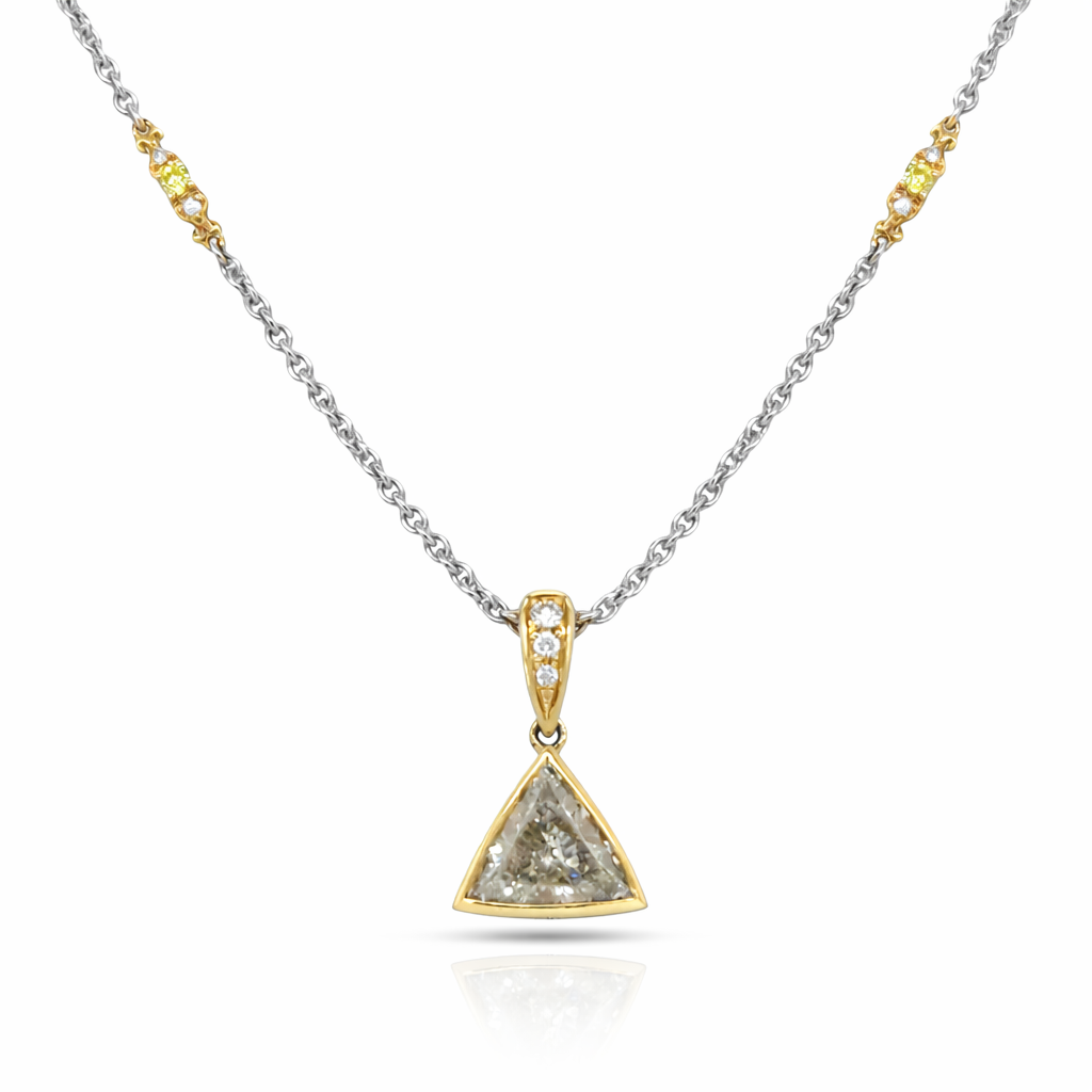 Bezel Set Trillion Pendant on Diamond Station Chain