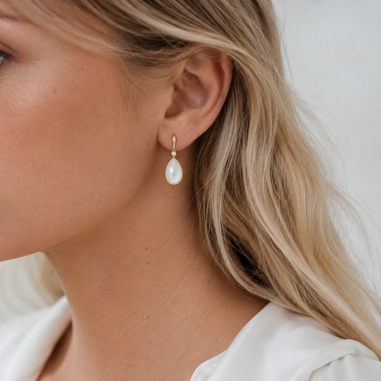 Bezel Set Pear Shaped Mother of Pearl + Diamond Earrings 3.png