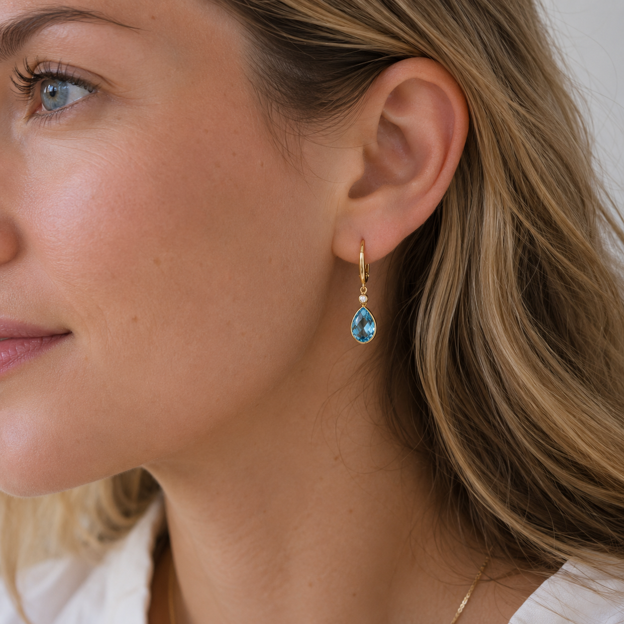 Bezel Set Pear Shaped Blue Topaz + Diamond Lever Back Earrings 2.png