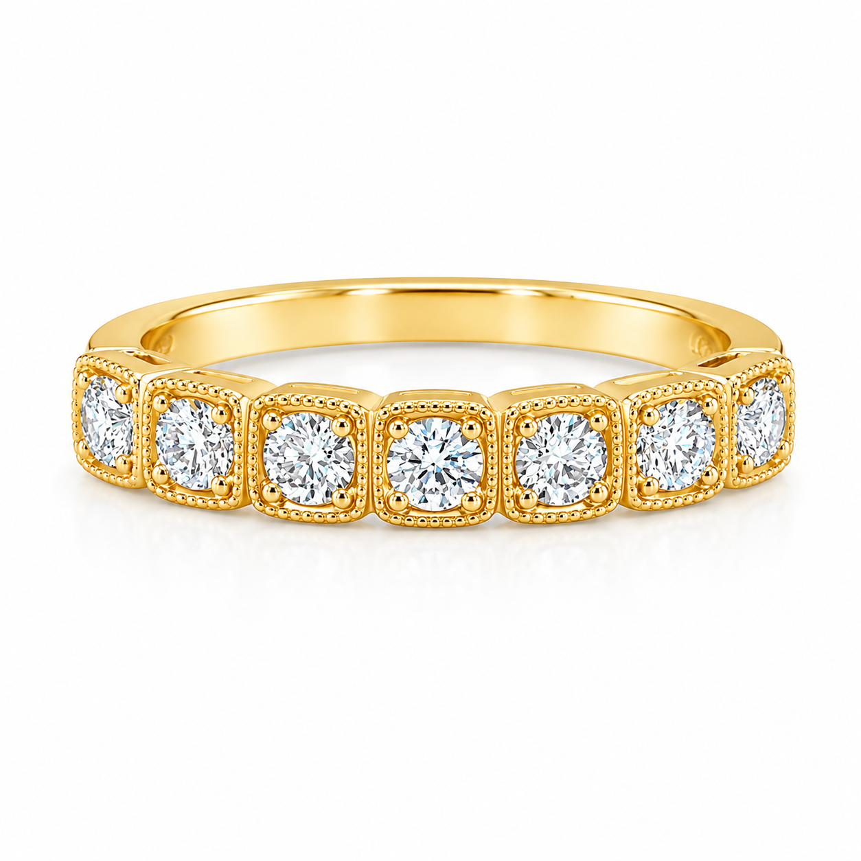 Cushion Shaped Diamond Half Band with Milgrain