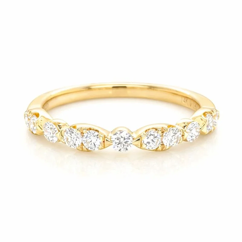 Marquise + Round Shaped Half Diamond Band