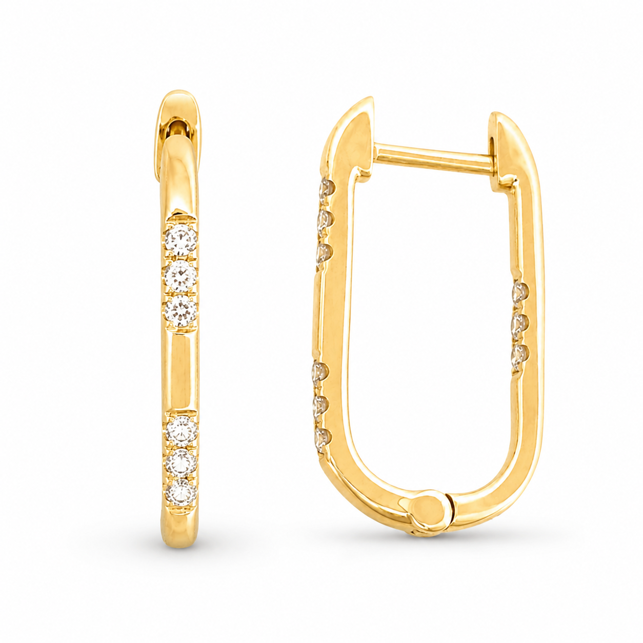 Elongated Hoop with Diamond Accents