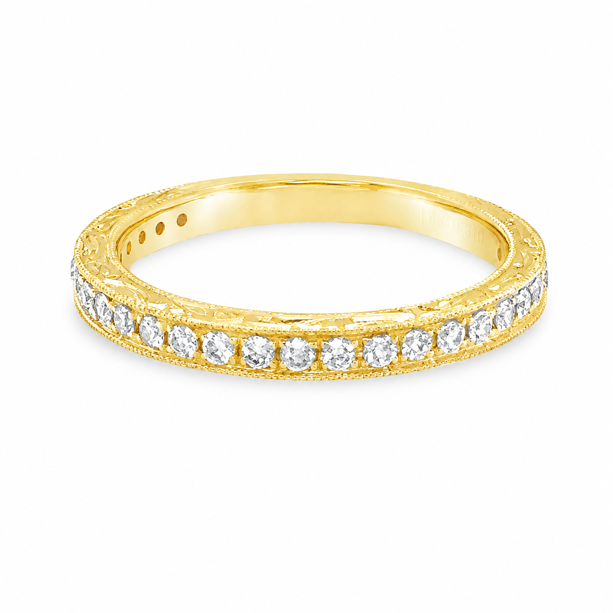 Channel Set Diamond Half Band with Milgrain and Engraving