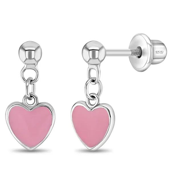 Pink Heart Dangle Earrings