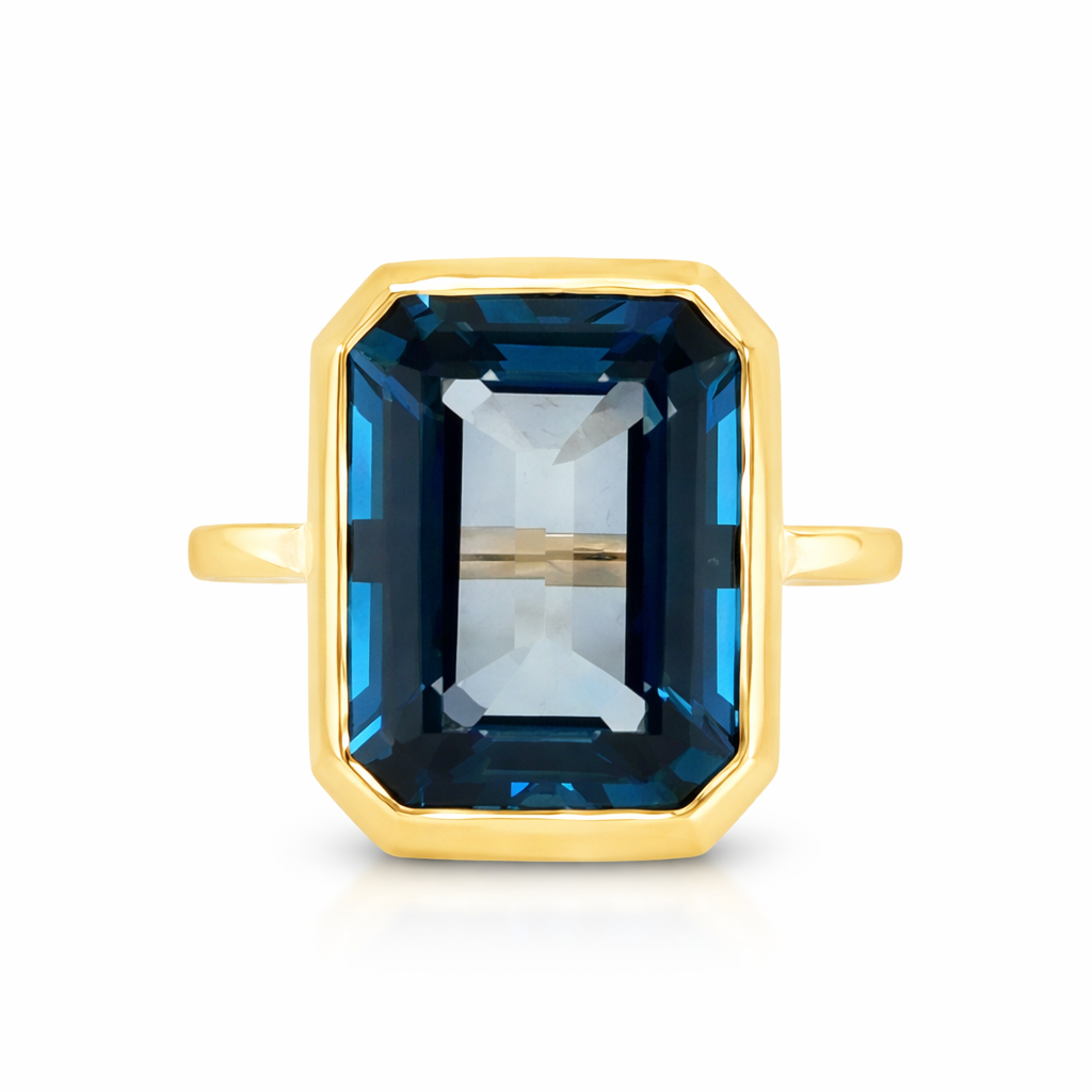 Emerald Cut London Blue Topaz Ring