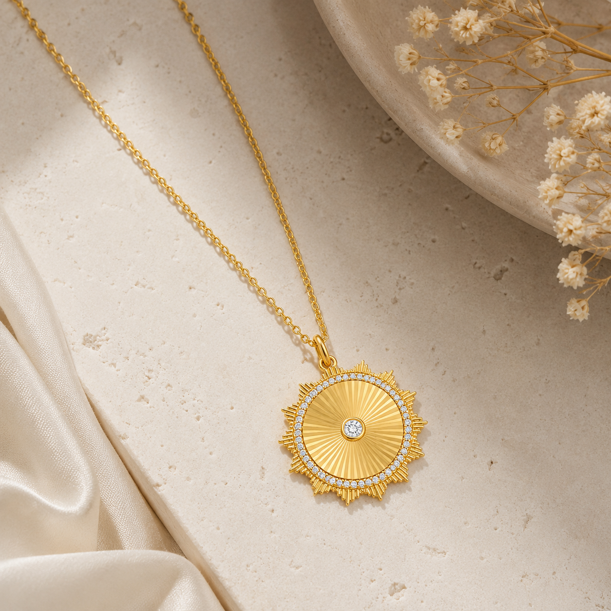 Fluted Pendant with Bezel Set Diamond + Diamond Halo 2.png