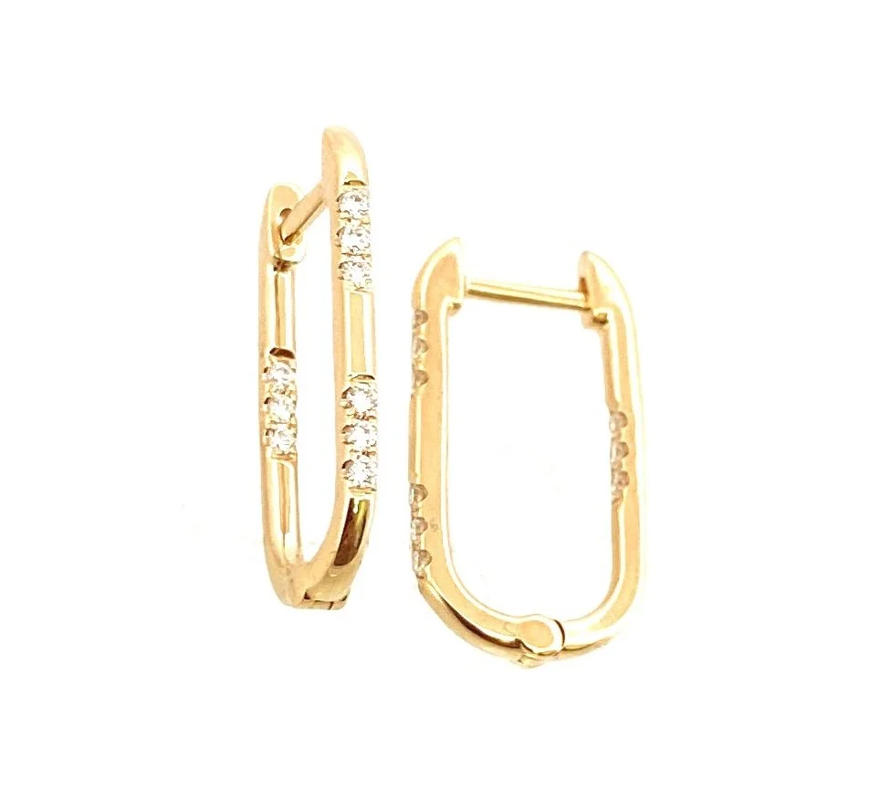 Elongated Hoop with Diamond Accents