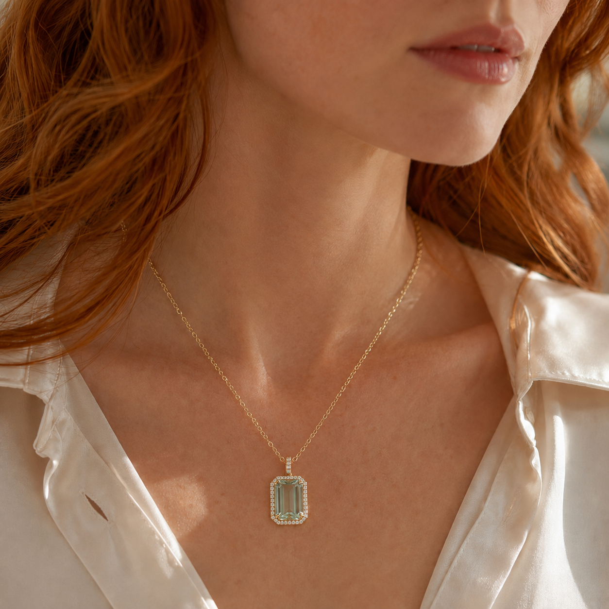 Green Amethyst + Diamond Halo Pendant on Cable Chain 2.png