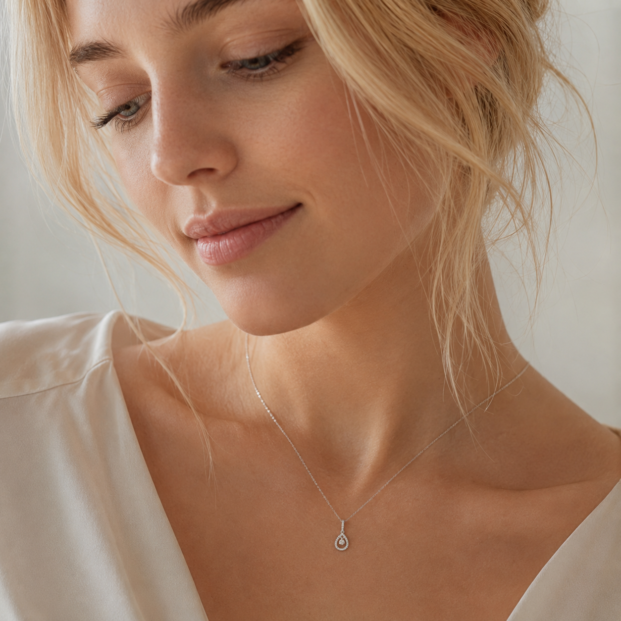 Pear Shaped Diamond Dangle Necklace 3.png