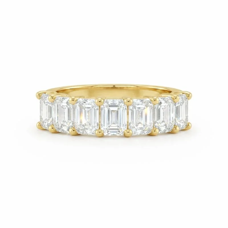 Lab Grown Seven Stone Emerald Cut Band